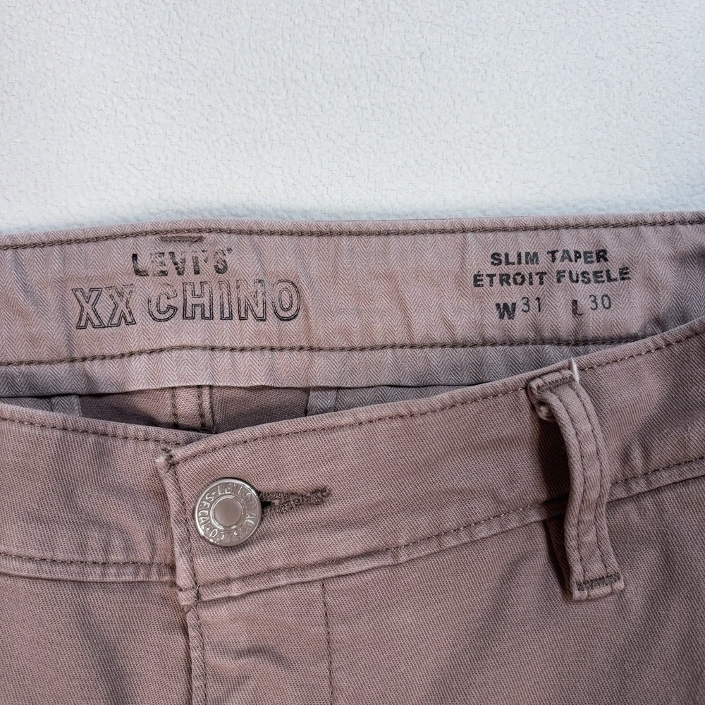 Levi's‎ XX Chino Pants Men's 31x28* Dusty Pink Brown Slim Taper Stretch - Picture 3 of 16